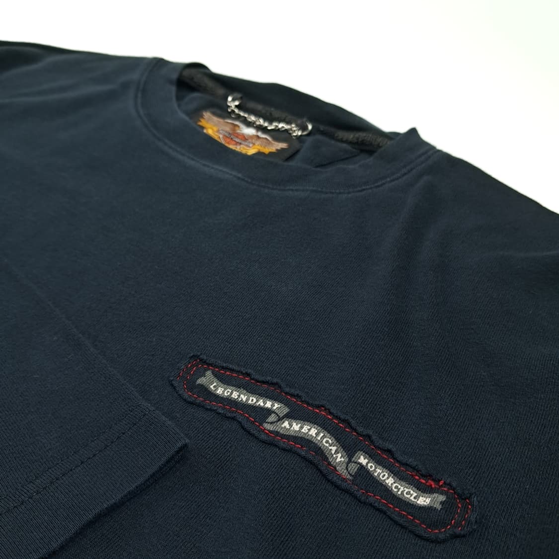 CK151 L 할리데이비슨 00s 체인넥 빅로고 패치 블랙 티셔츠 상품이미지4