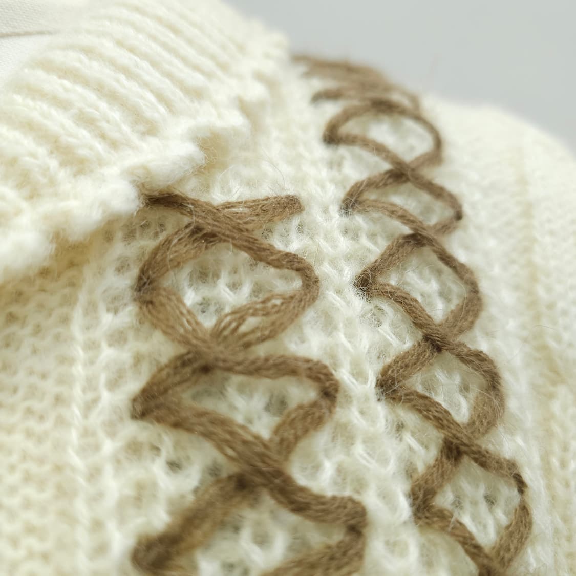 모혼방 아이보리 뜨개 니트 가디건 상품이미지5