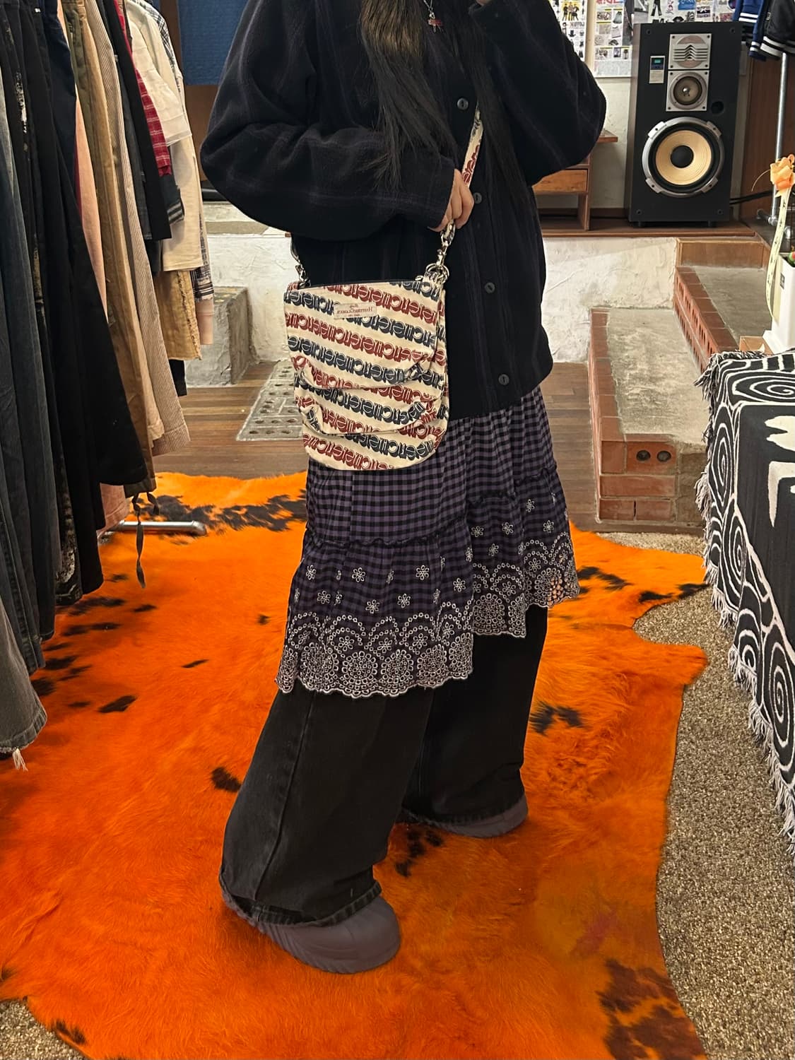 히스테릭 글래머 레터링 레이어드 코튼 크로스백 상품이미지2