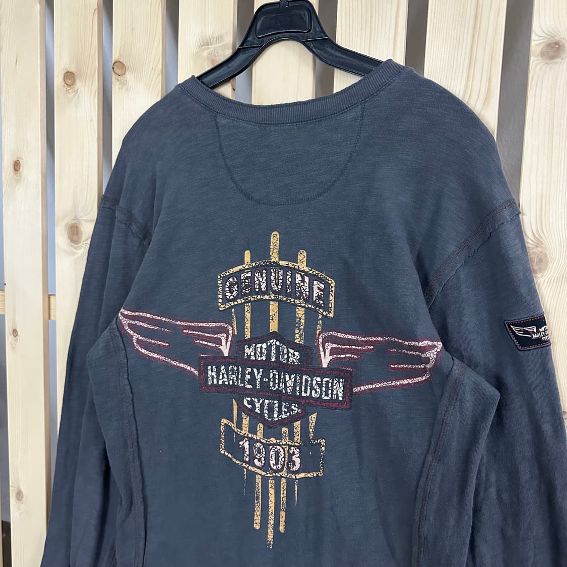 (S) 할리데이비슨 차콜 빅로고 헨리넥 롱슬리브 상품이미지6