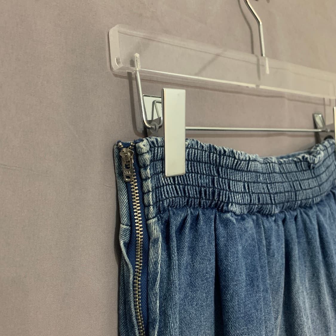 25인치 타임 21 밴딩 데님 믹스 플레어 롱 스커트 청치마 상품이미지4