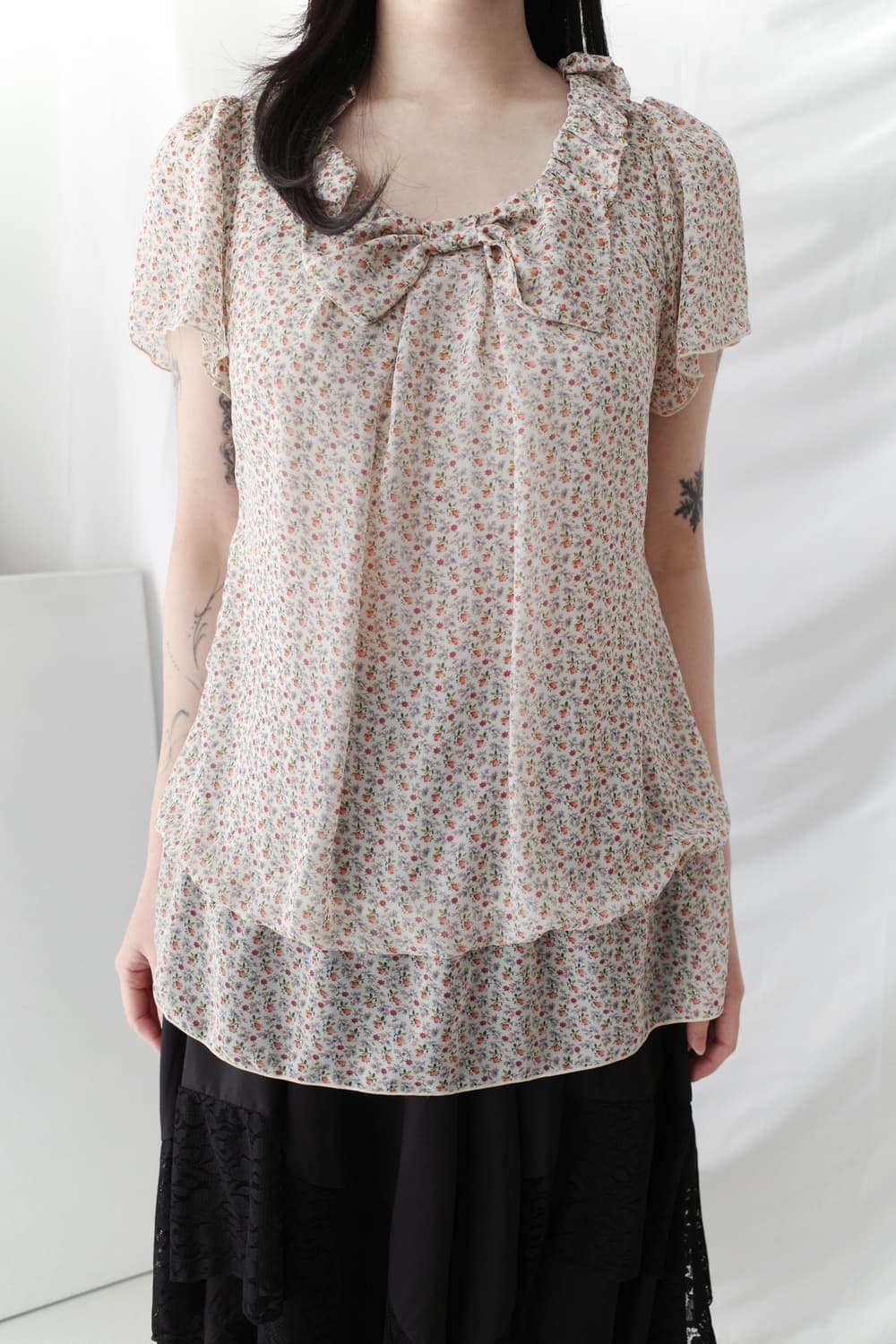 ribbon flower half blouse 상품이미지6
