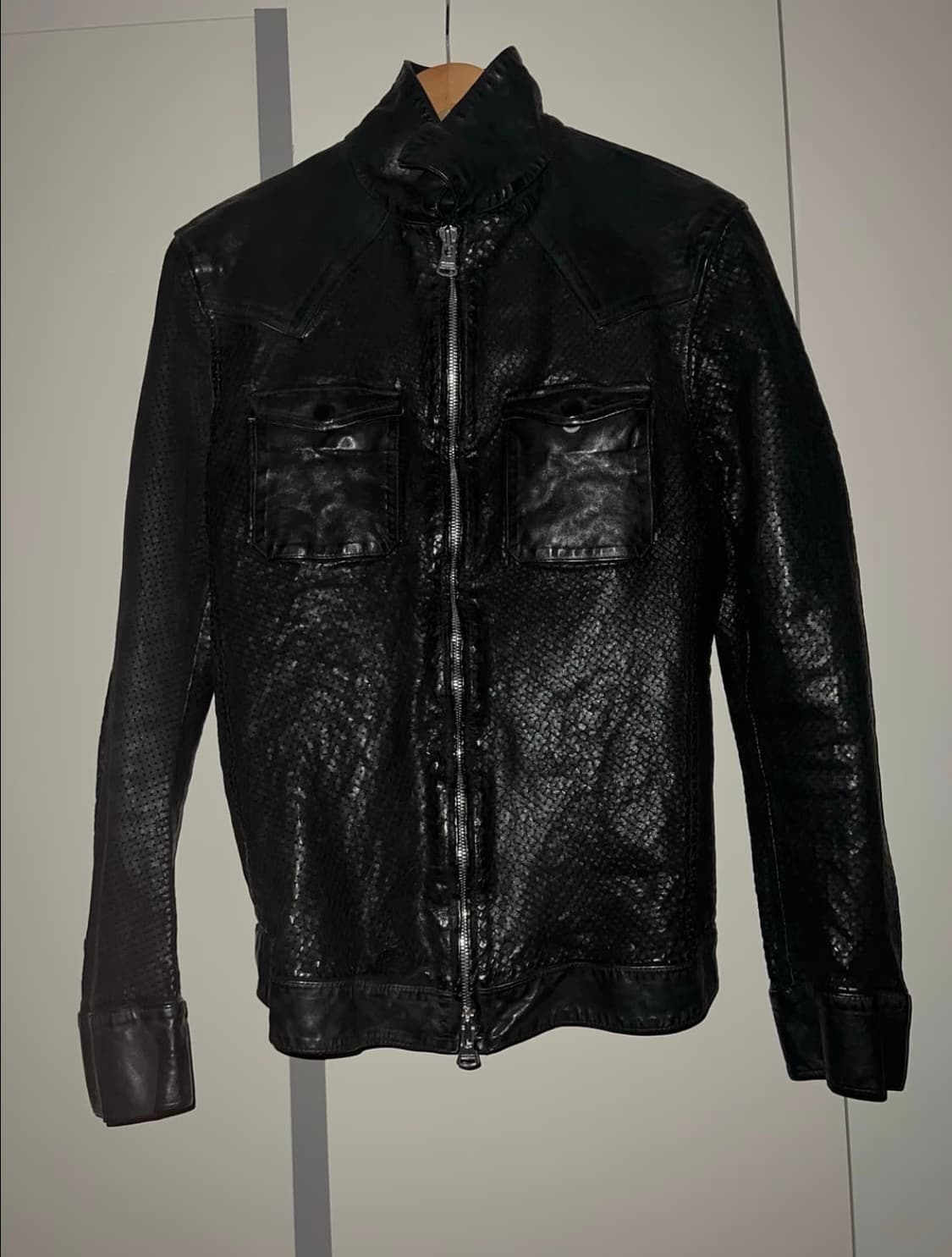 Isamu Katayama Backlash 캥거루 스킨 펀칭 레더 자켓 상품이미지2