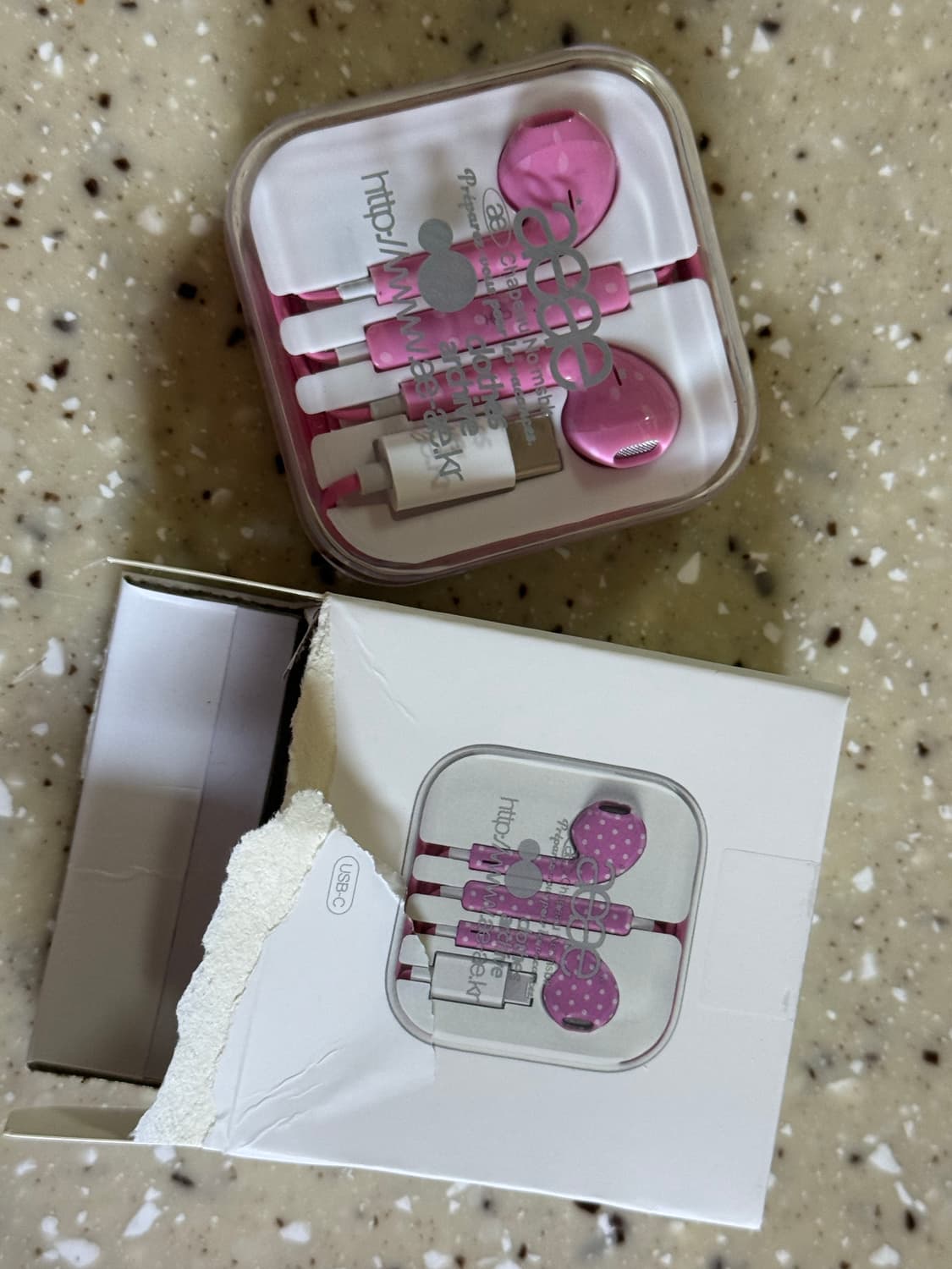 aeae 이어폰 c타입 도트 핑크 양도 상품이미지1