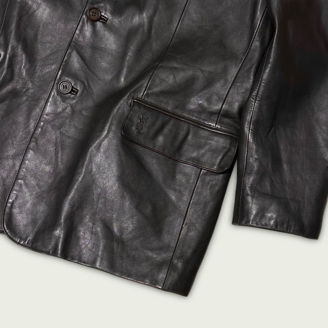 90's 입생로랑 레더 스포츠 자켓 상품이미지3