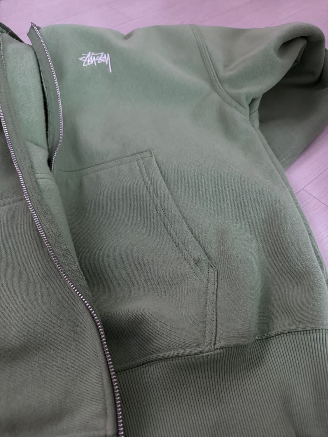 스투시 스탁 로고 후드집업 워시드 제피르 그린 상품이미지7