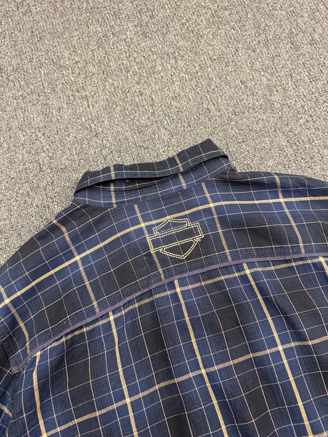 2XL)할리데이비슨 빈티지 블루&베이지 체크패턴 긴팔 셔츠 상품이미지6