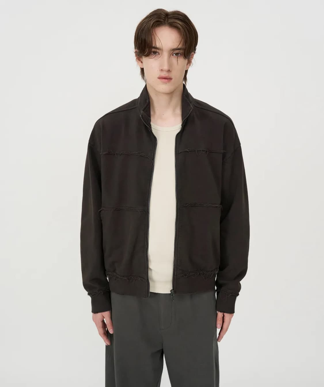 인사일런스 워시드 컷오프 트랙 자켓 브라운(주우재 착용 제품) 상품이미지4