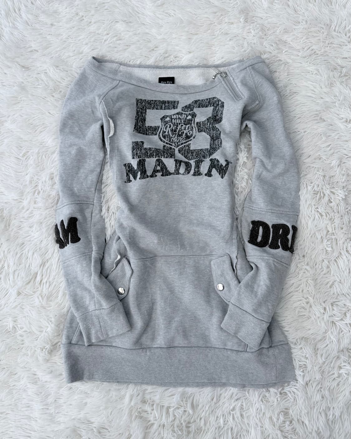 빈티지 그레이 맨투맨 스웨트 원피스 상품이미지1