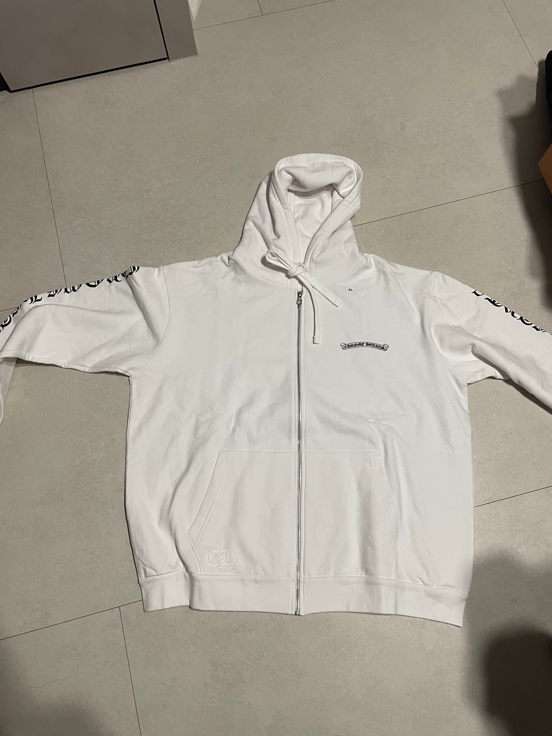 크롬하츠 스크롤라벨 후드집업 화이트 XL 상품이미지1