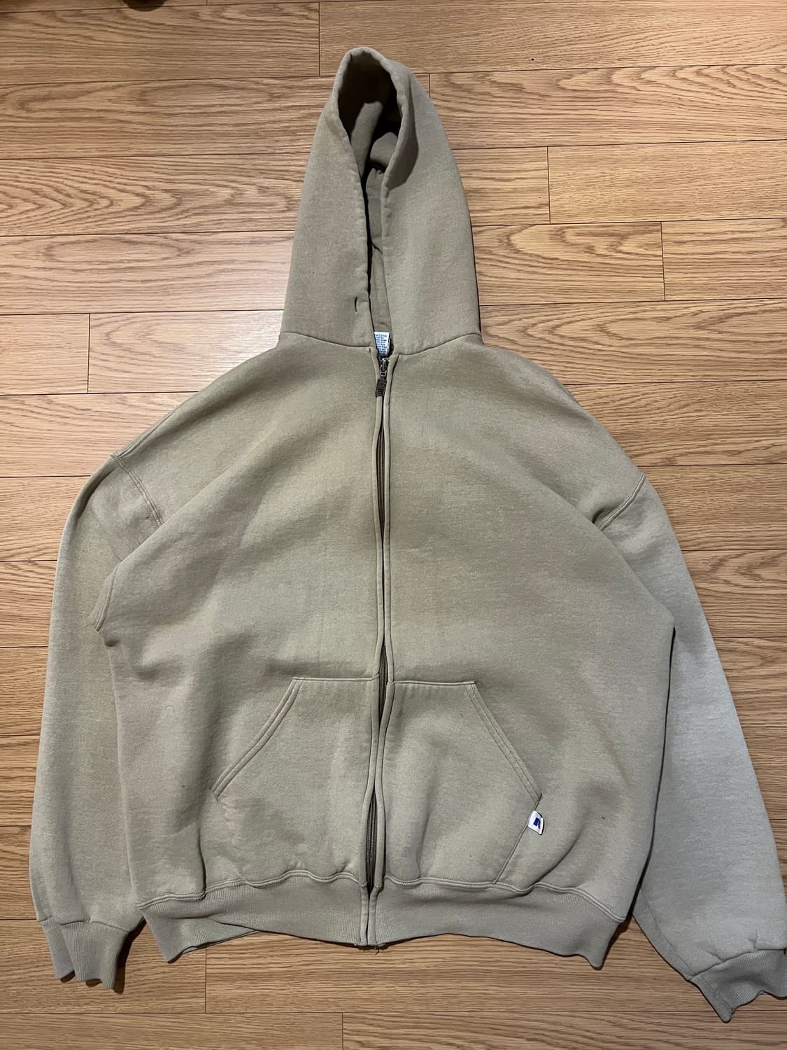 90s USA 러셀 빈티지 후드집업 탄 XL 상품이미지2