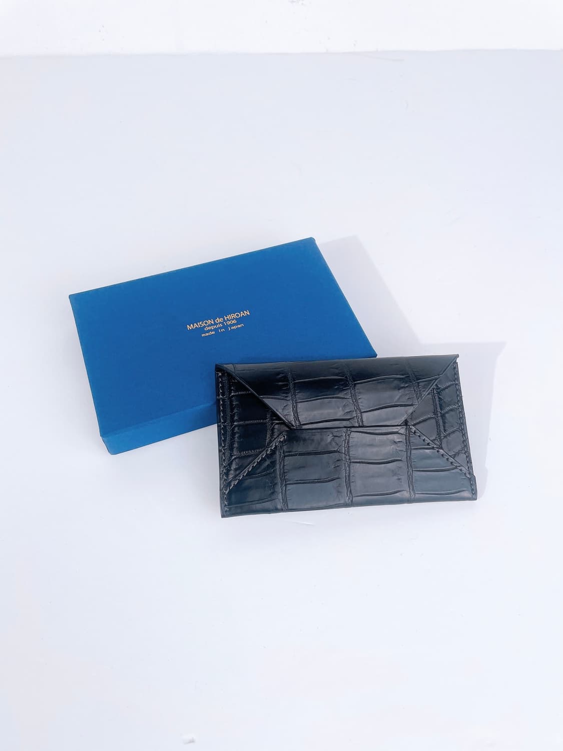 (정품/새상품) 메종 드 히로안 블랙 악어가죽 카드지갑 상품이미지4