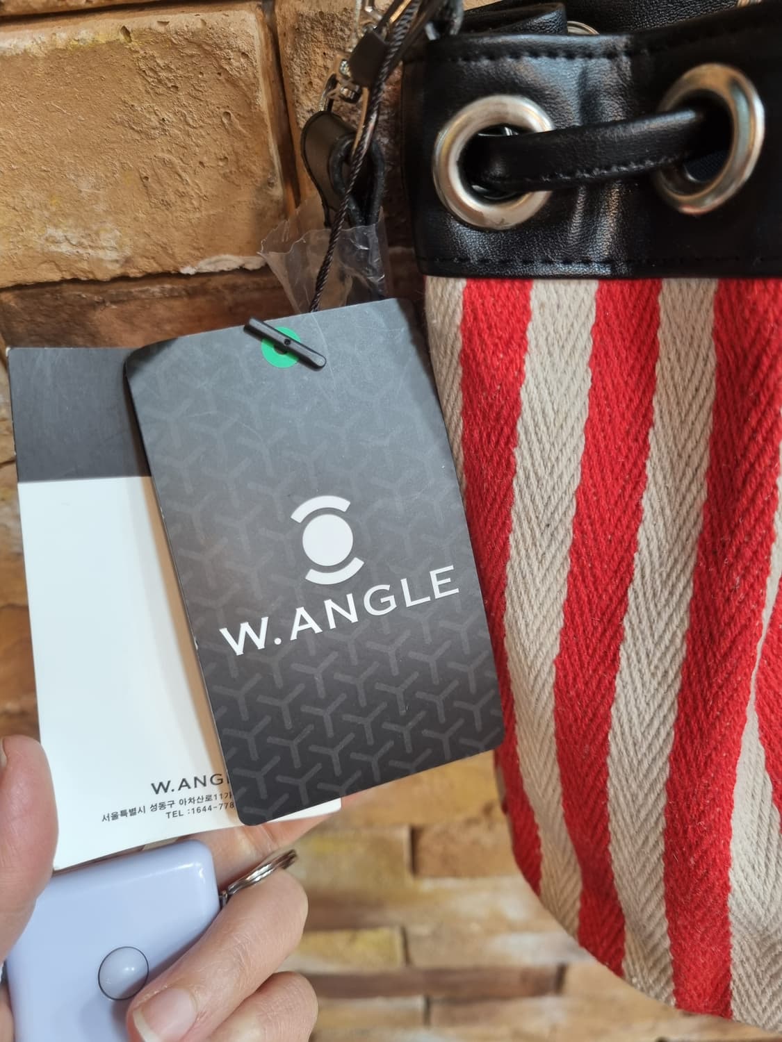 새상품)W.ANGLE 스트라이프 버킷백 상품이미지4