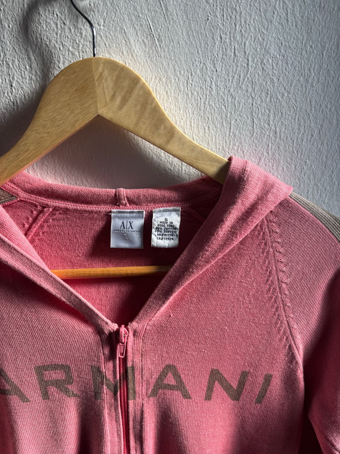 Armani Exchange Pink Knit Hood Zip-Up 상품이미지5