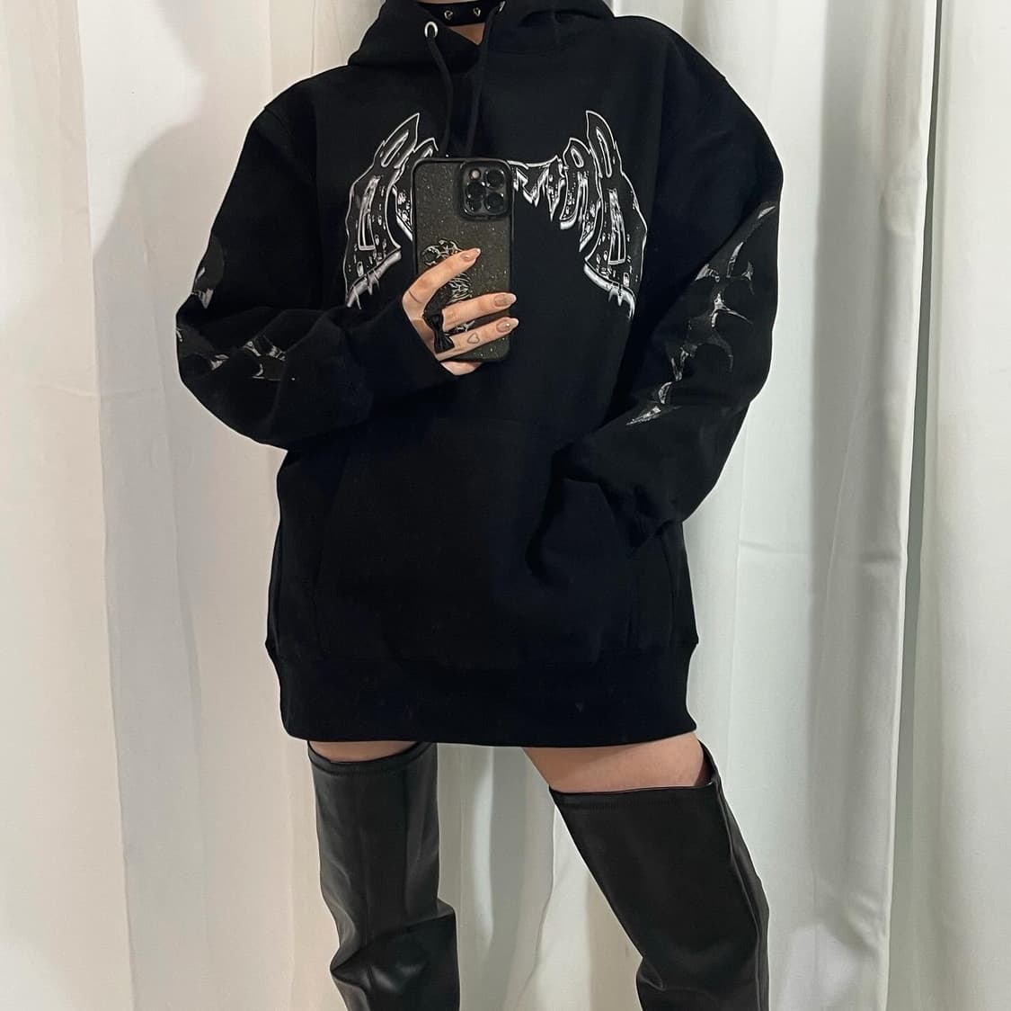 punk lettering hood t-shirt 상품이미지3