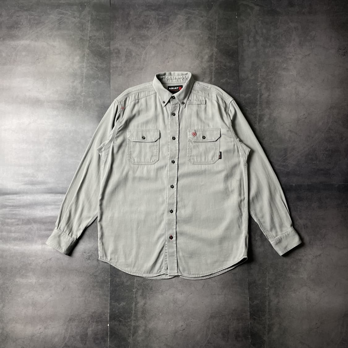 ARIAT 빈티지 라이트 그레이 코튼 워크 셔츠 A00589 상품이미지1