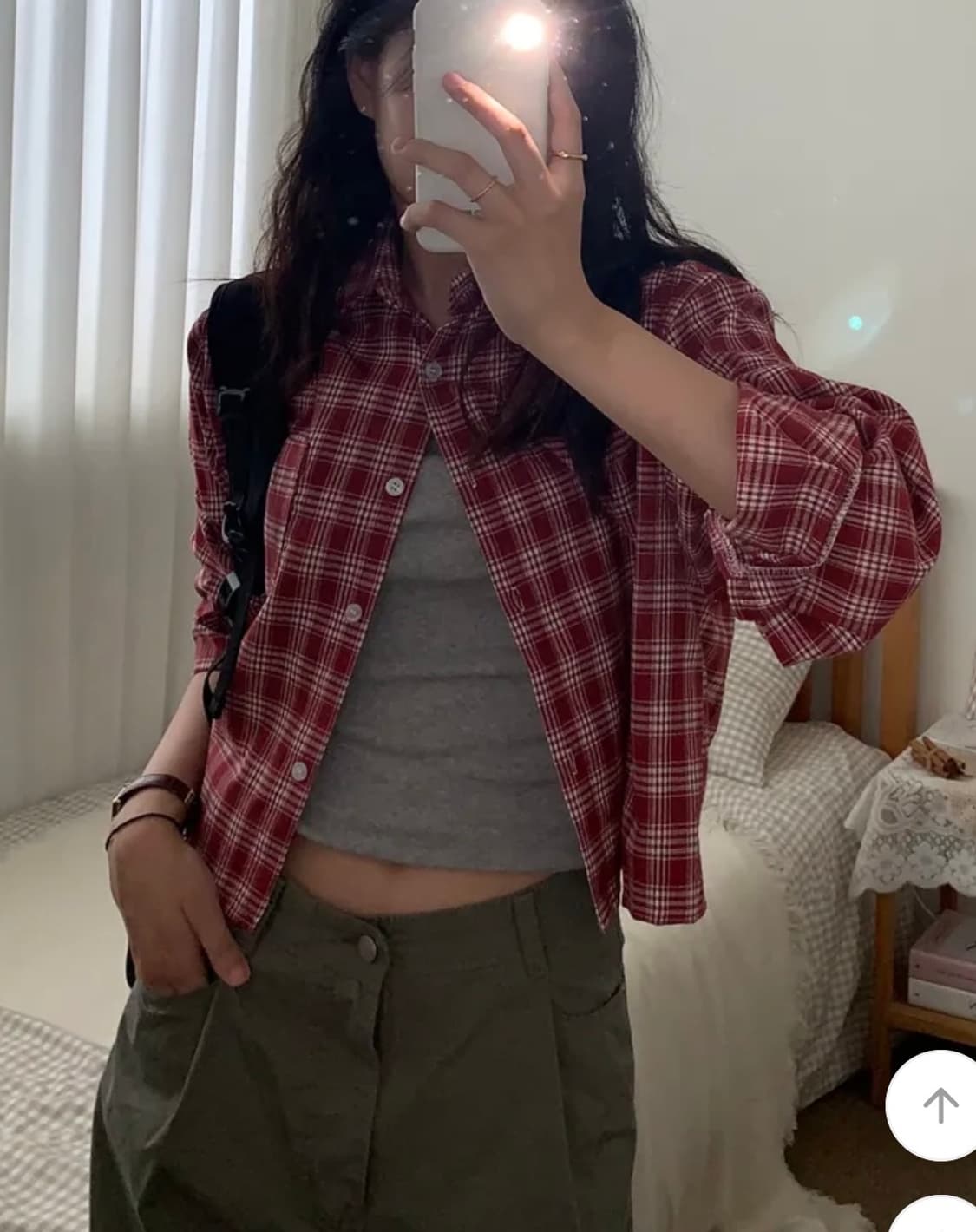 스쿨 체크 크롭셔츠 상품이미지1