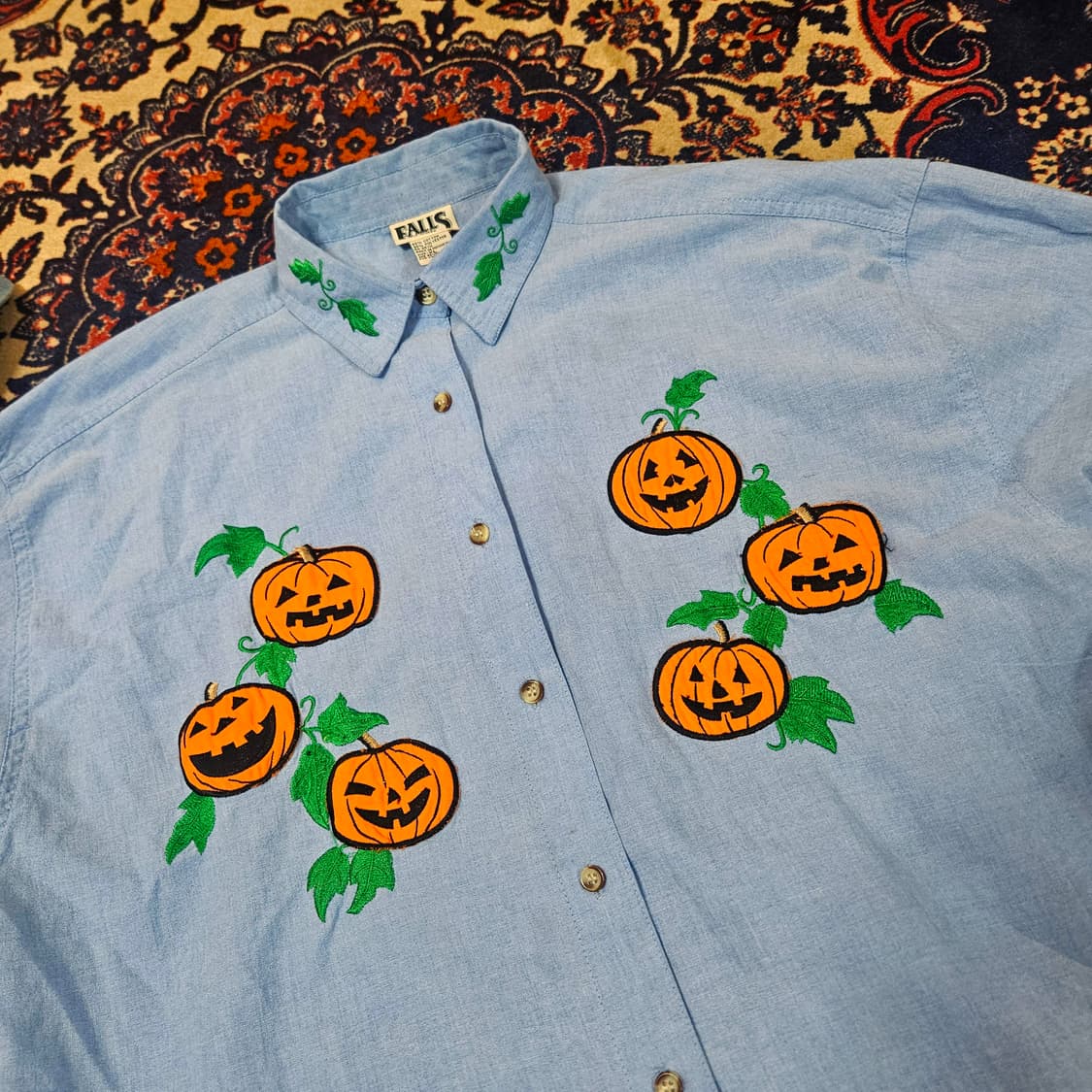 Falls Creek 90's 아메리칸 빈티지 호박 자수 셔츠 XL 상품이미지2
