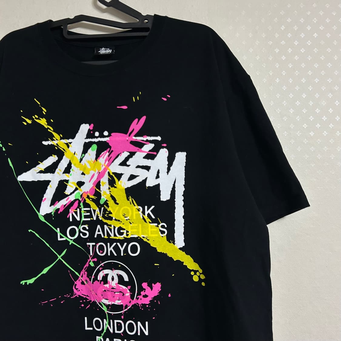 스투시 월드투어 페인트 페인팅 반팔 티셔츠 블랙 XL 상품이미지6