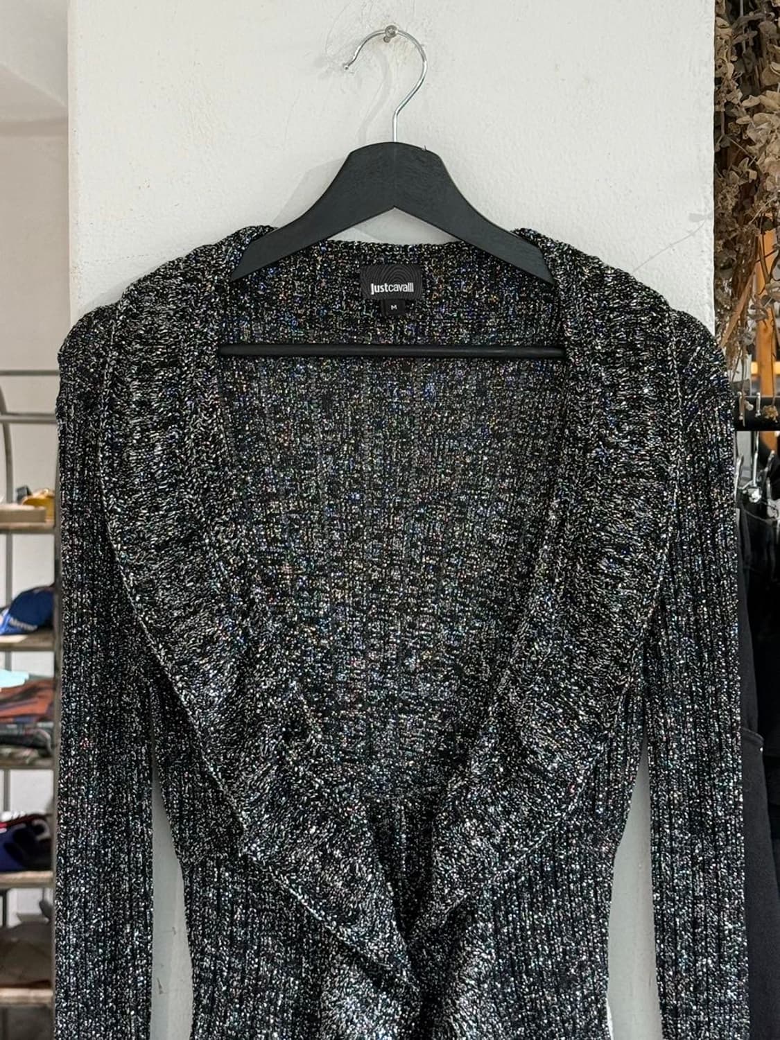 저스트 카발리 블랙 글리터 프릴 가디건 상품이미지4