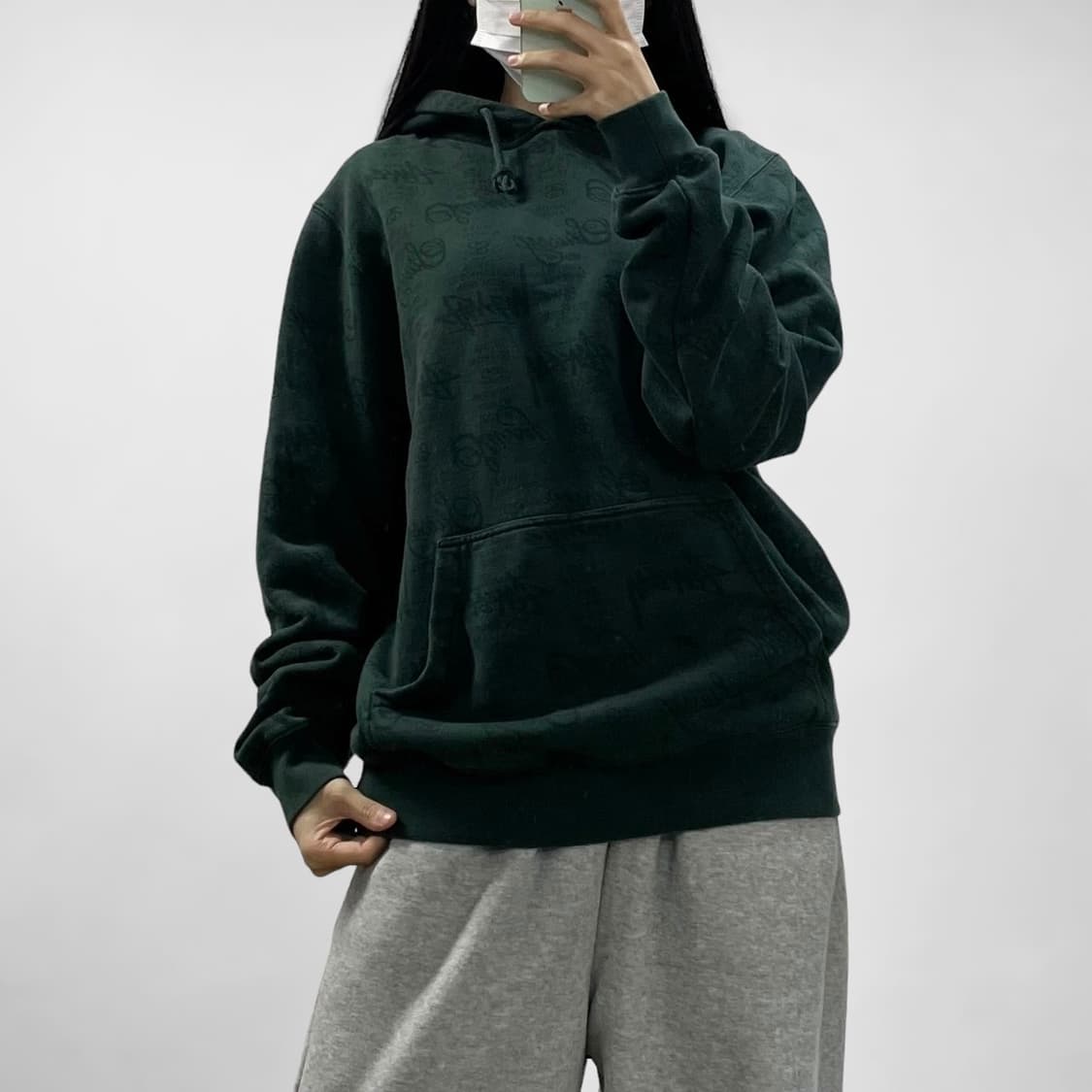 스투시 Stussy 월드투어 모노그램 후드티 다크그린 상품이미지1