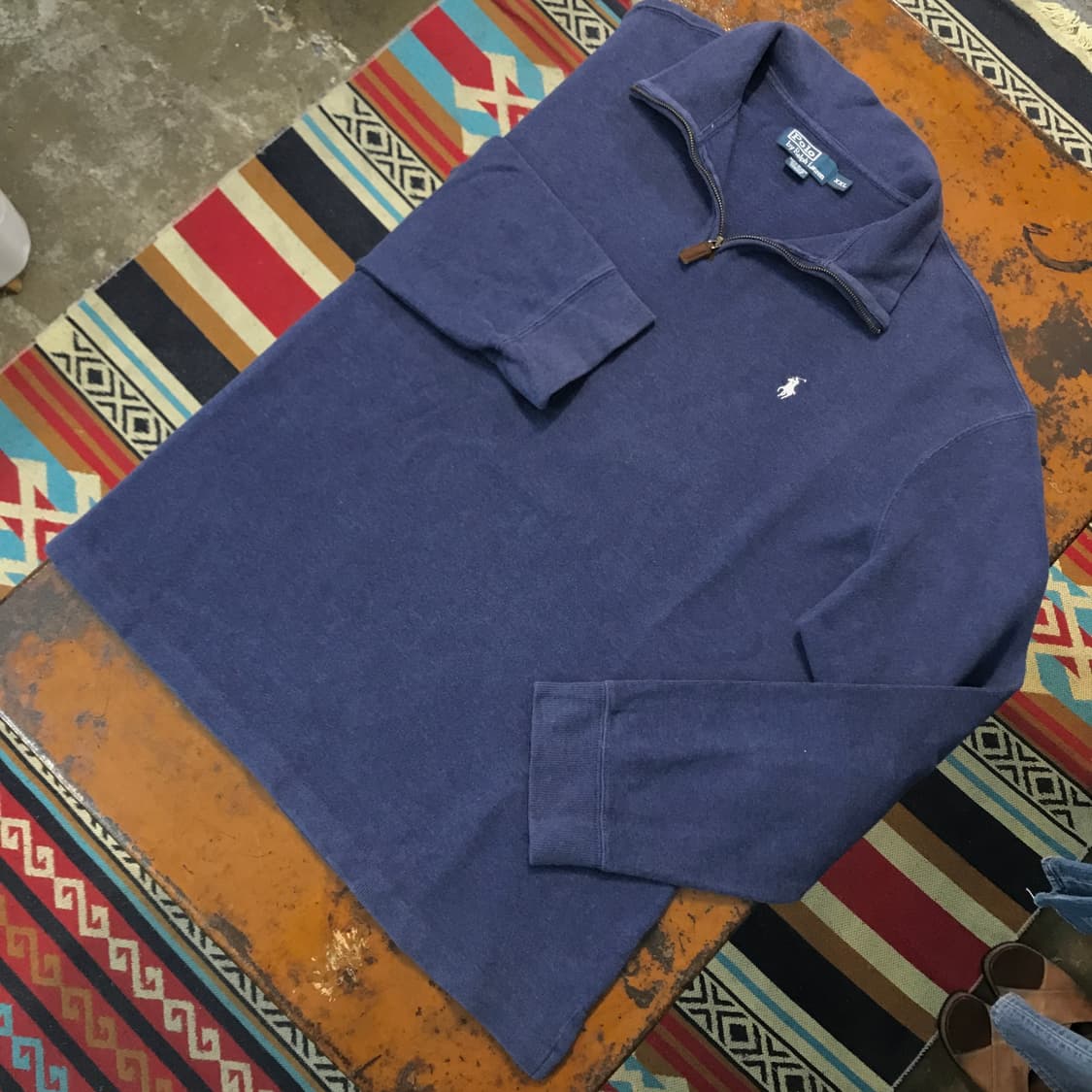 폴로랄프로렌 라이트 네이비 코튼 반집업 풀오버 남성 120 빅사이즈  상품이미지2
