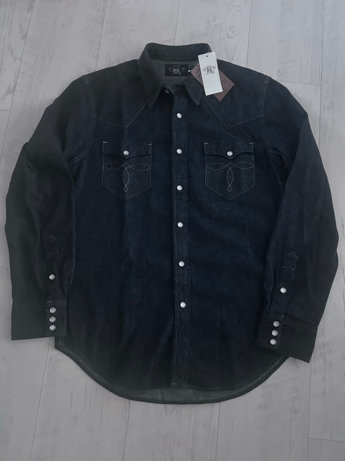 RRL 데님 웨스턴 셔츠 블랙 린스드 M 새상품 상품이미지1