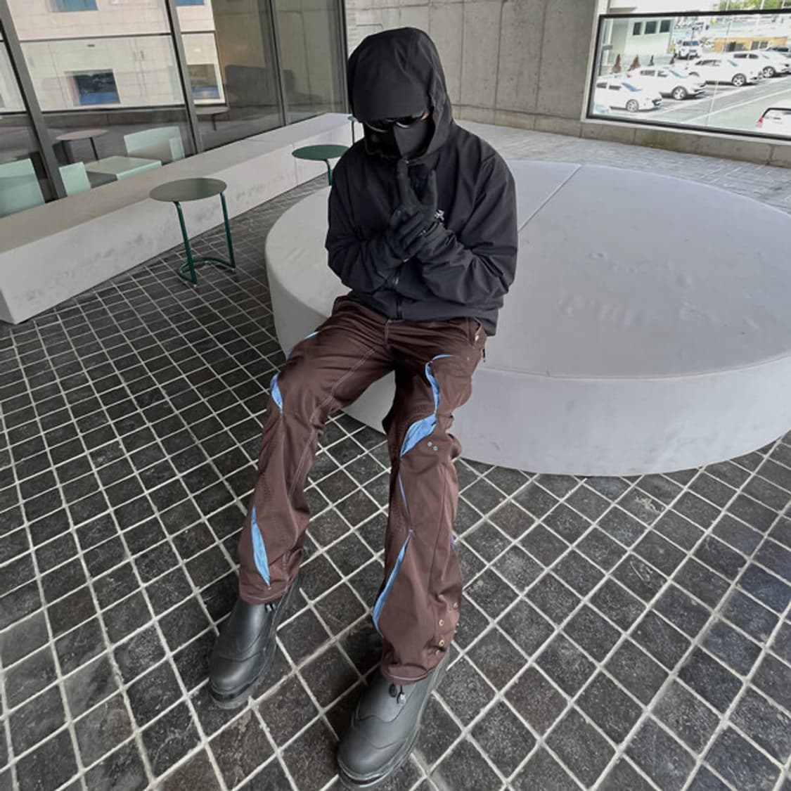 에이옵 바 택 커브 팬츠(브라운/스카이블루) 상품이미지3