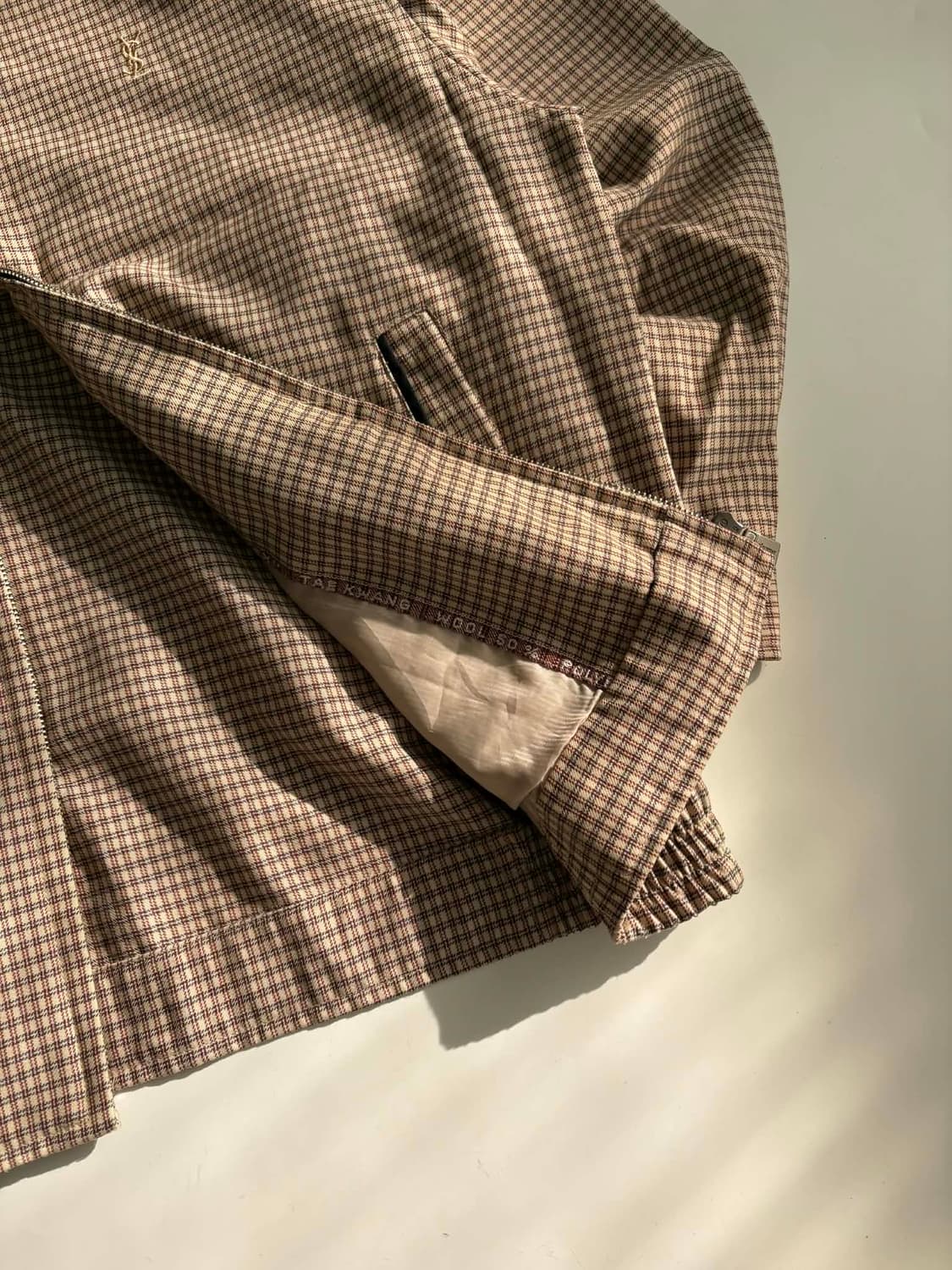 [95] 입생로랑 90s 체크 울 스윙탑 블루종 자켓 상품이미지5