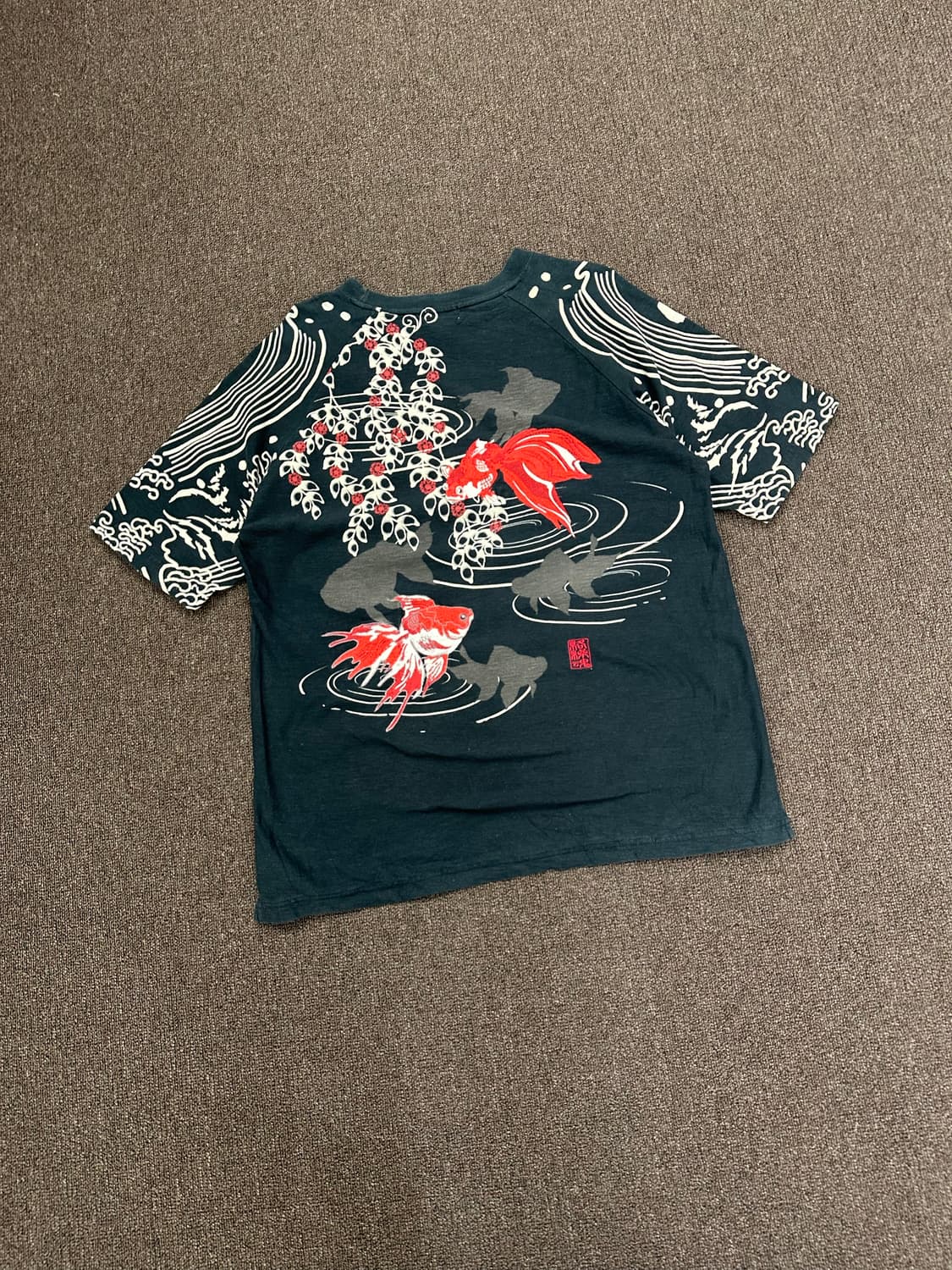 XL)카라쿠리 타마시 빈티지 오리엔탈 프린팅 포켓 반팔 상품이미지5