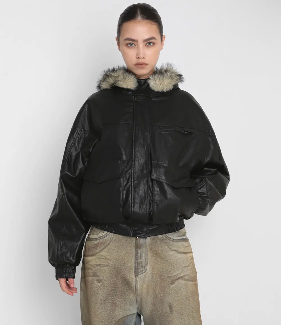 샌드릭 리버시블 퍼 레더점퍼 상품이미지3