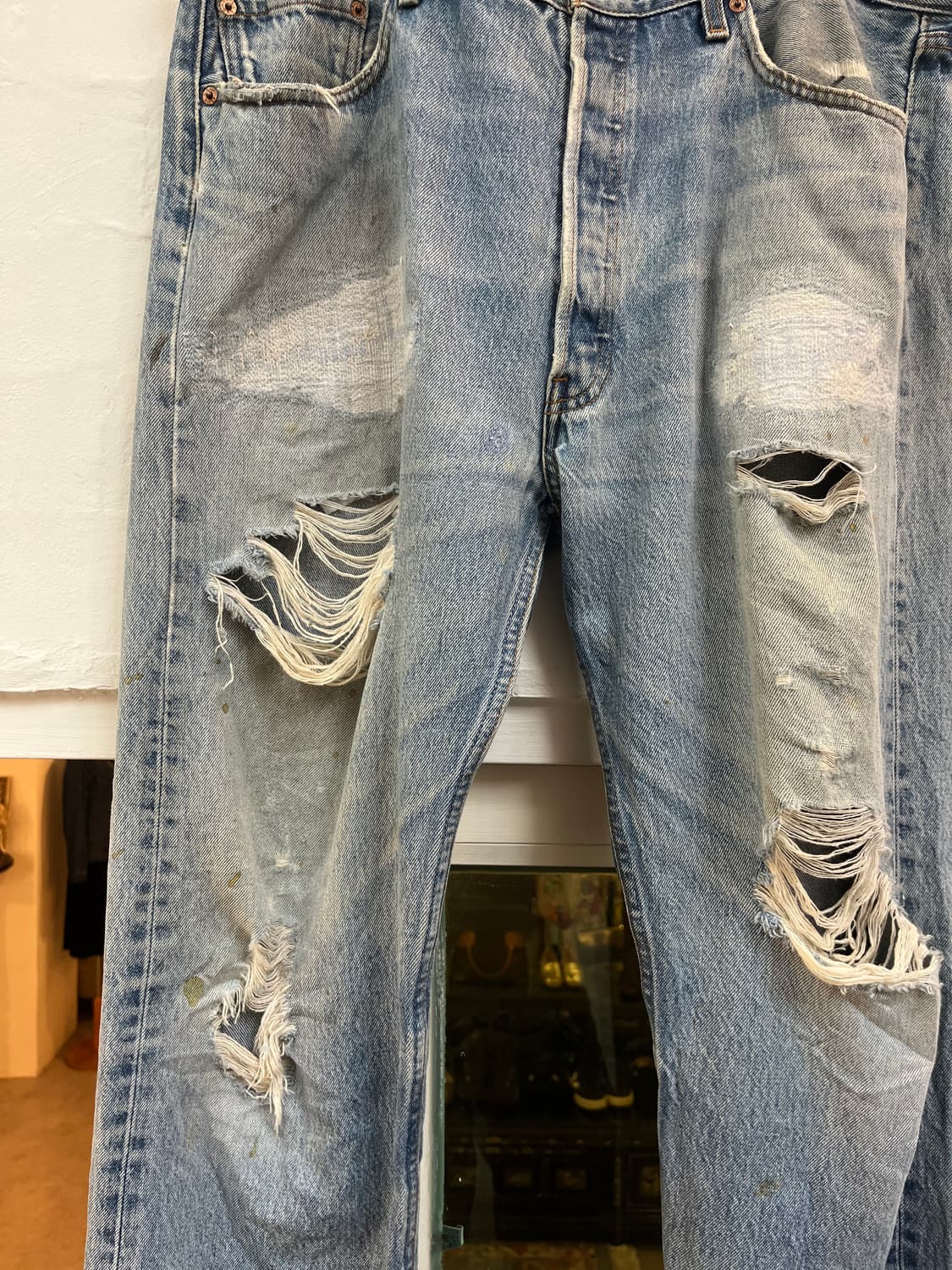 Levis 501 MADE IN USA 대미지 데님 청바지 W38/L36 상품이미지9