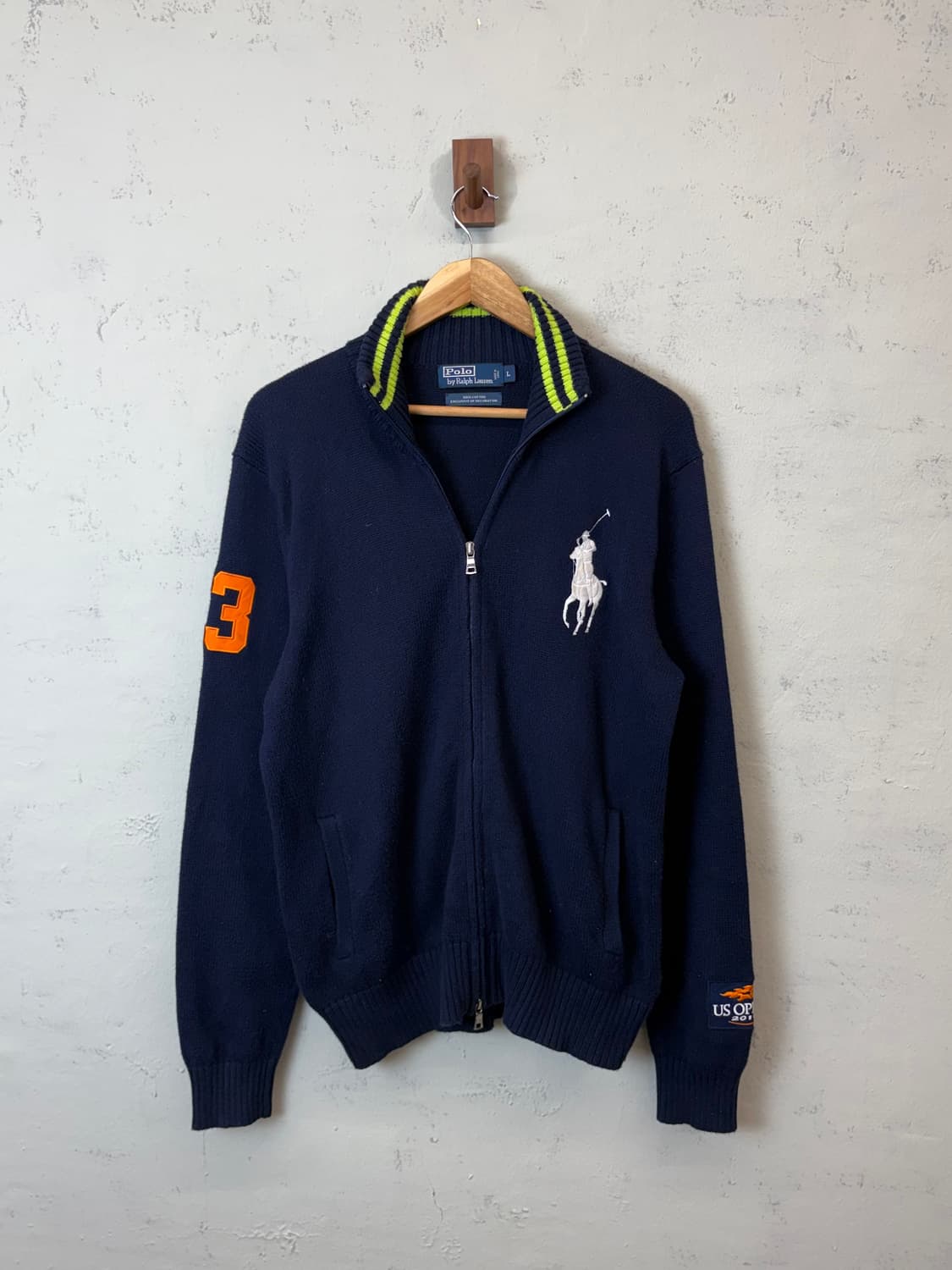 폴로랄프로렌 빅포니 코튼 니트집업 네이비 상품이미지1
