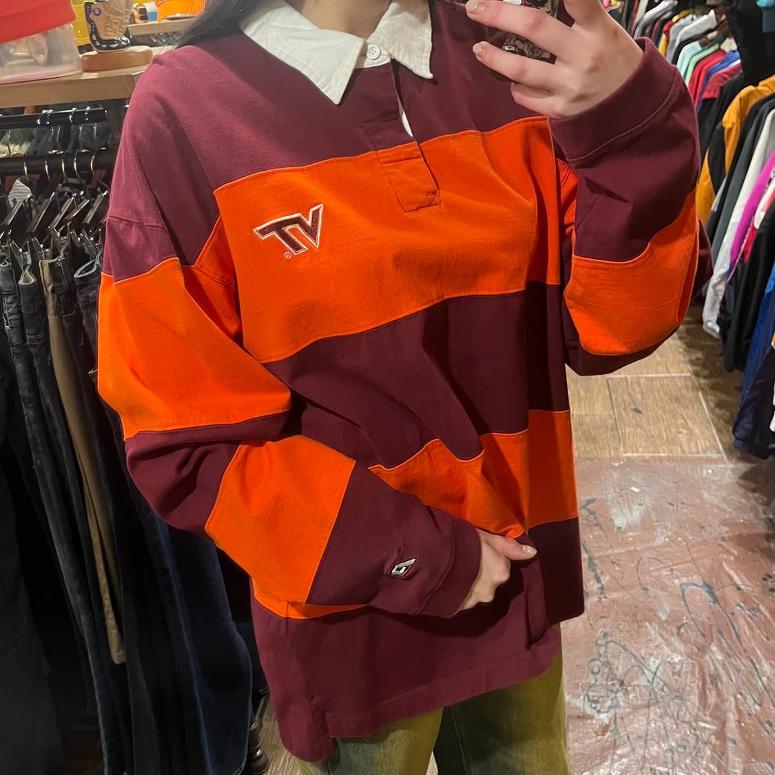 [HI] 빈티지 티셔츠 오렌지 레드 상품이미지3