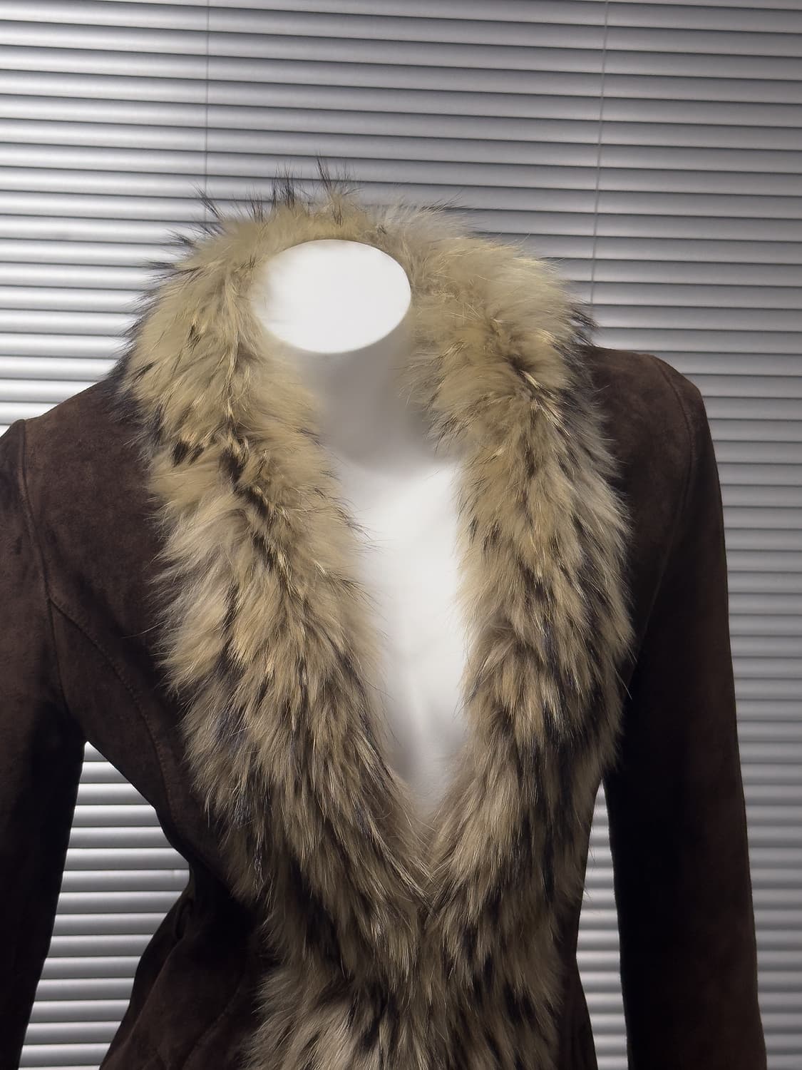 {Marie Claire} Suede Fox Fur Trim Jacket 상품이미지5