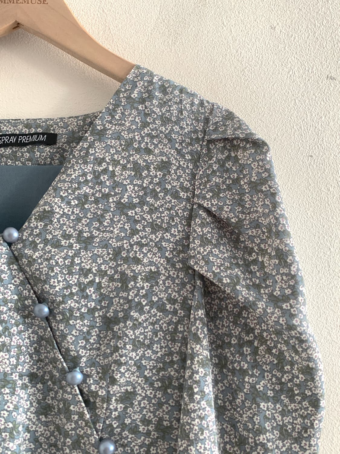 Flower Unbalance Pearl Button Dress 상품이미지5