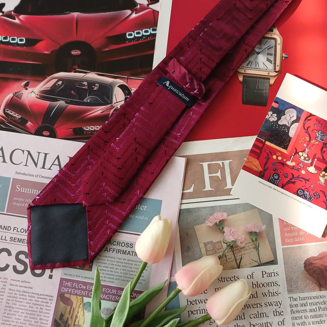 아쿠아스큐텀 실크 로고 자카드 넥타이 8.7cm A+등급 A19114
 상품이미지4