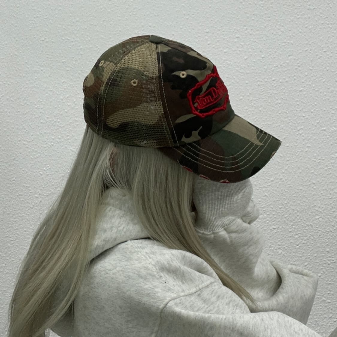 본더치 y2k 레드자수 카모 볼캡 상품이미지2