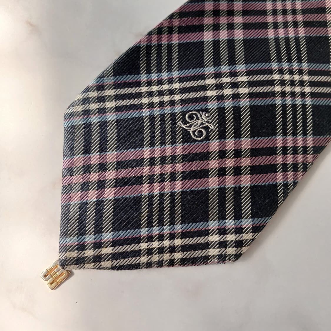 DAKS 닥스 실크 그레이 체크 넥타이 9.5cm B등급 e816 상품이미지5