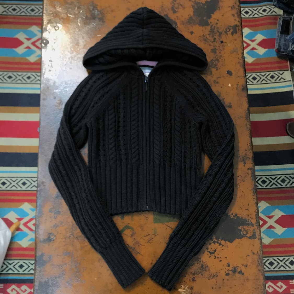 타미 진스 블랙 코튼 케이블 크롭 후드집업 여성 44 55 사이즈 상품이미지2