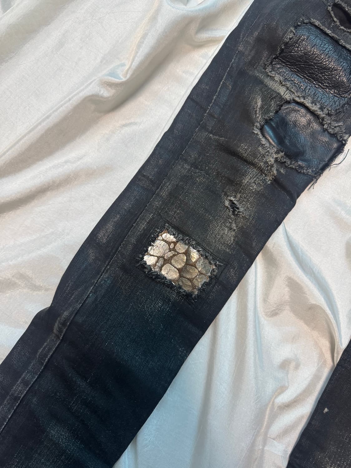 L.G.B leather cross patch coating denim 상품이미지4