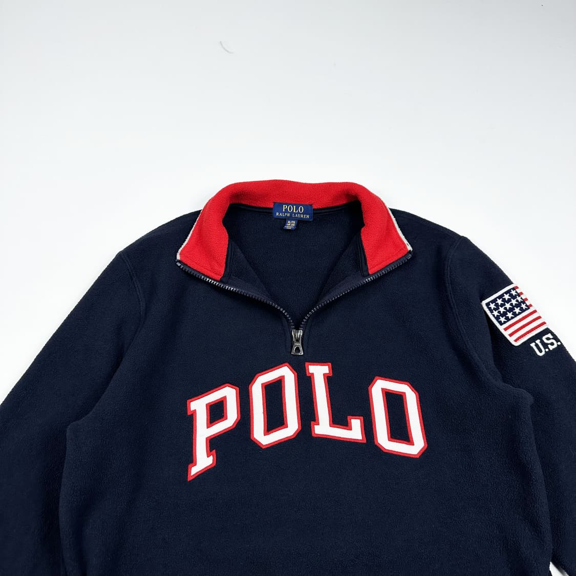 폴로 랄프로렌 걸즈 성조기 하프집 플리스 아노락 네이비 걸즈XL 상품이미지2