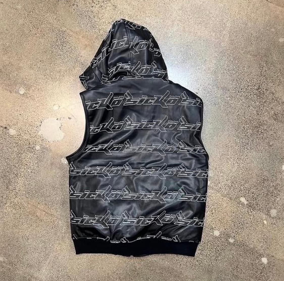 born from pain sicko 레더 후디드 베스트 상품이미지3