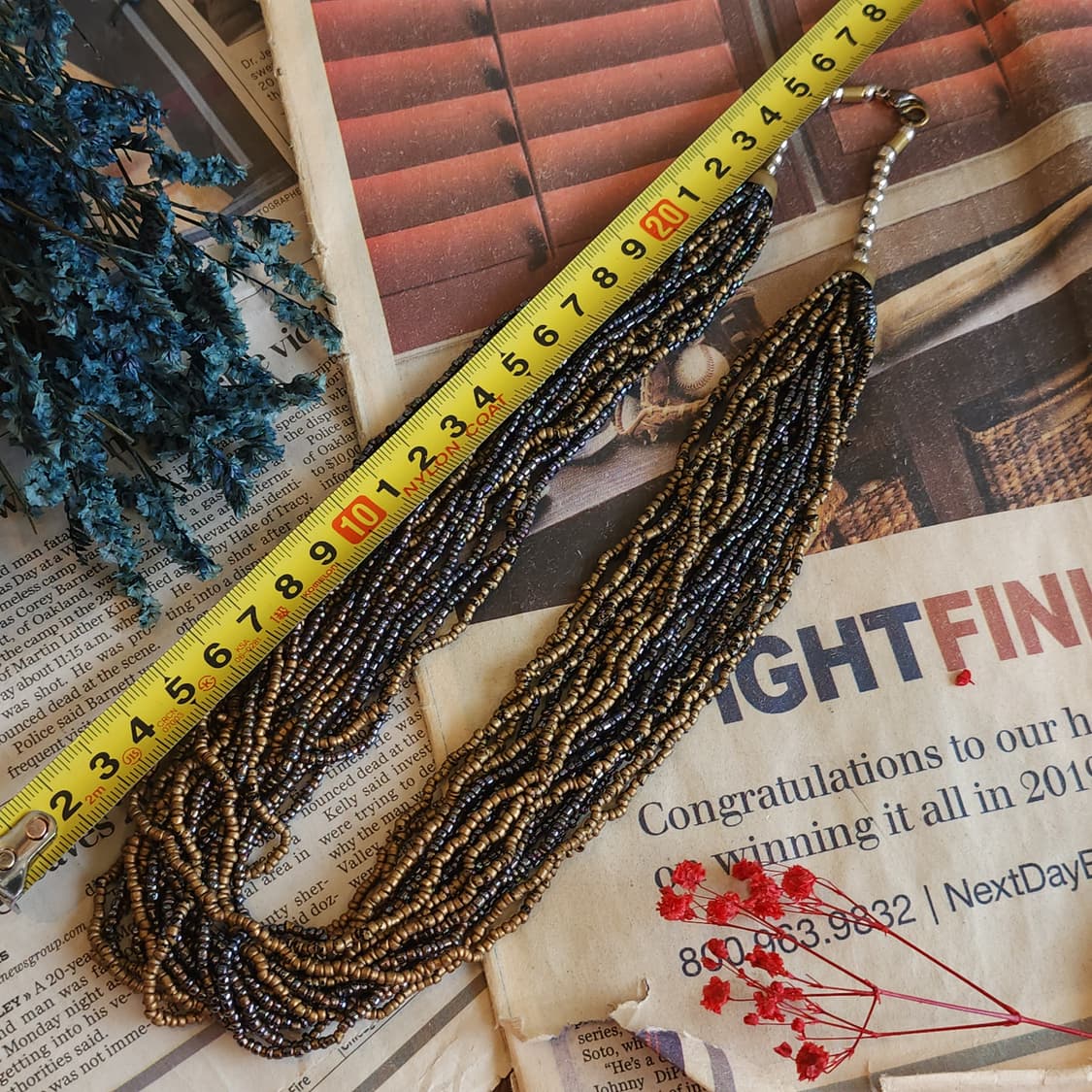 90s 프랑스 빈티지 레이어드 비즈 목걸이보헤미안 스타일 상품이미지5