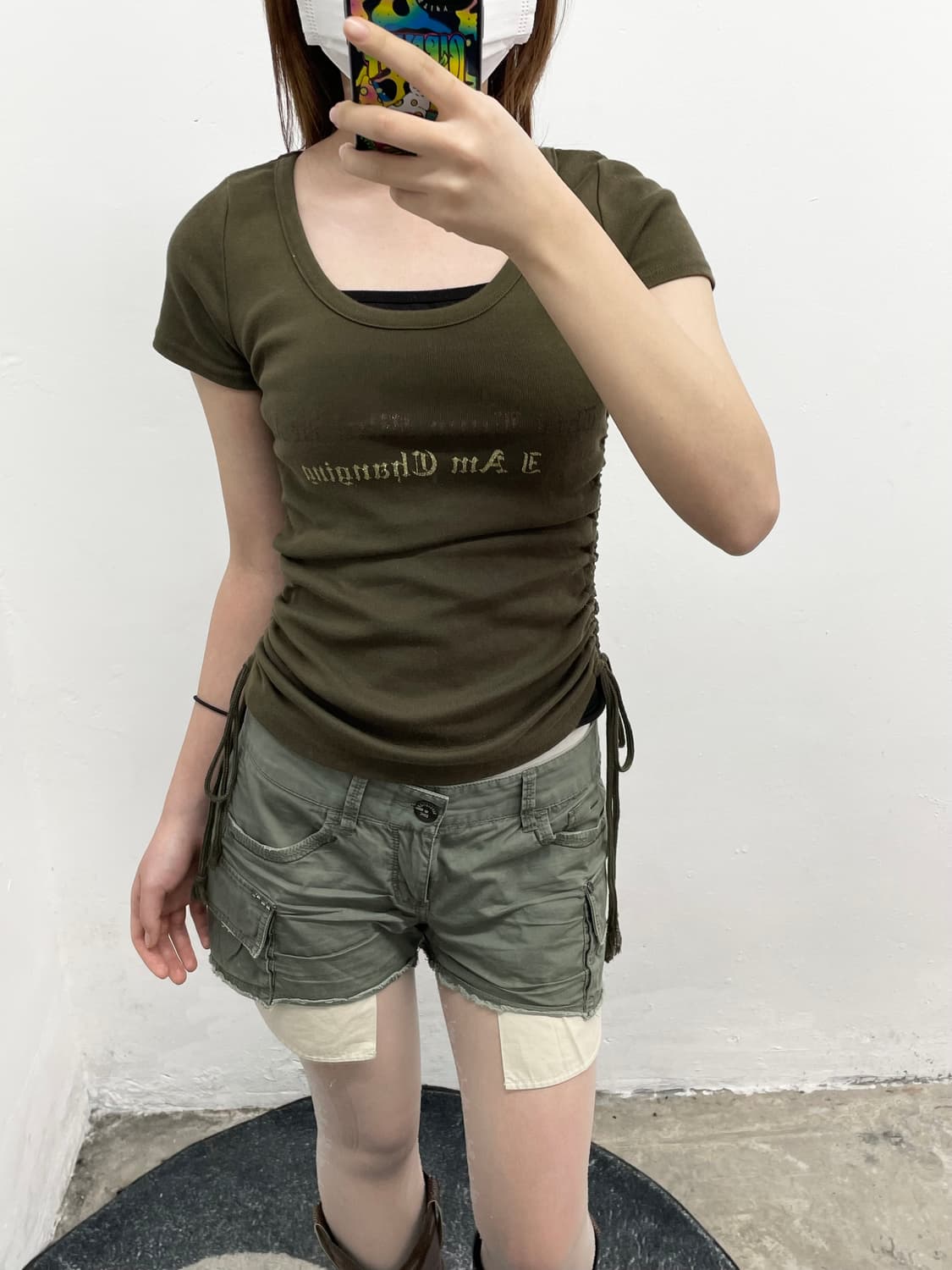 y2k 그런지 셔링 레이스 탑 상품이미지4