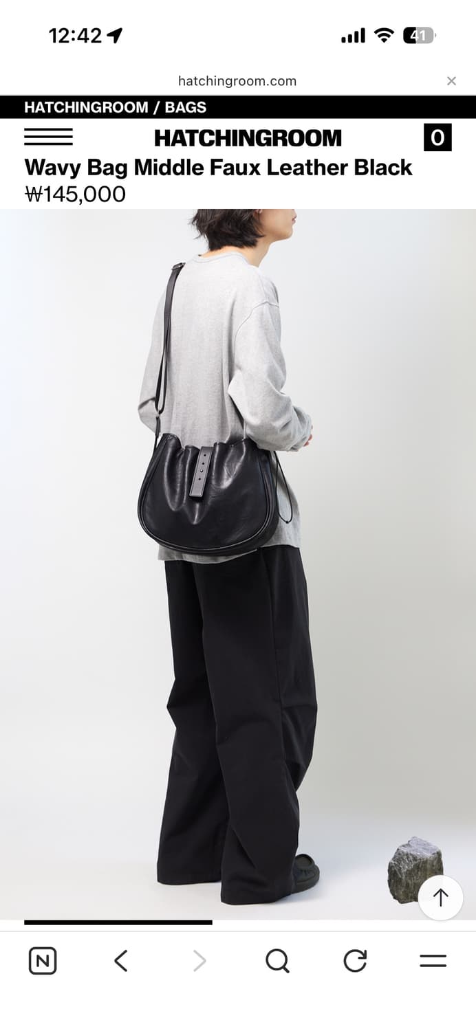 해칭룸 Wavy Bag Middle Faux Leather Black 상품이미지3