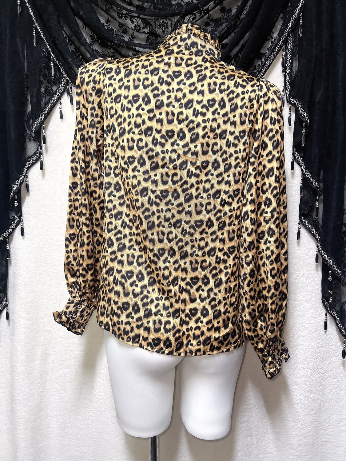 오네갸루 레오파드 호피 애니멀패턴 프릴블라우스 히메 핀터 시부야 헤이세이 상품이미지6