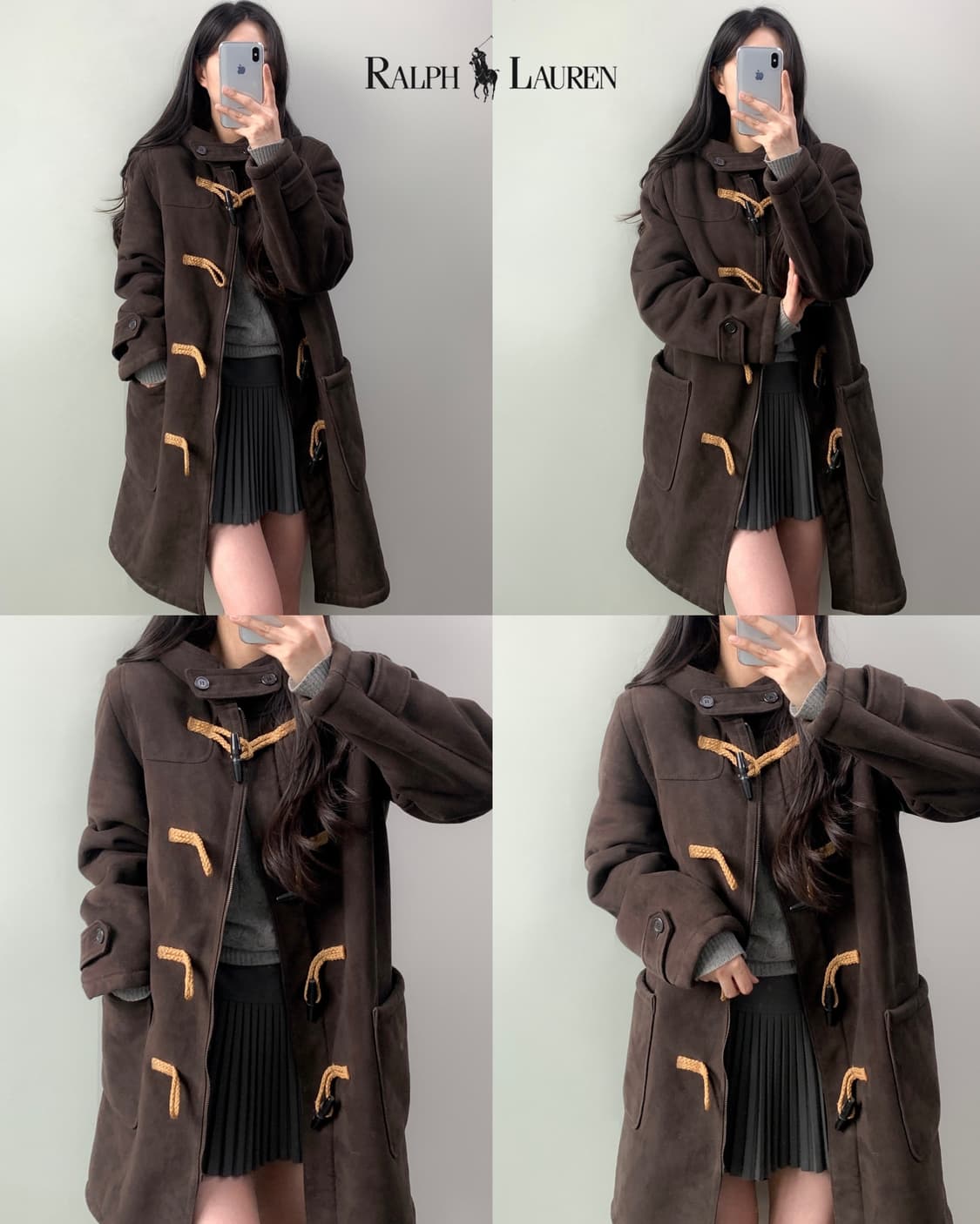 90s 폴로 스웨이드 무스탕 시어링 더플 코트  상품이미지1