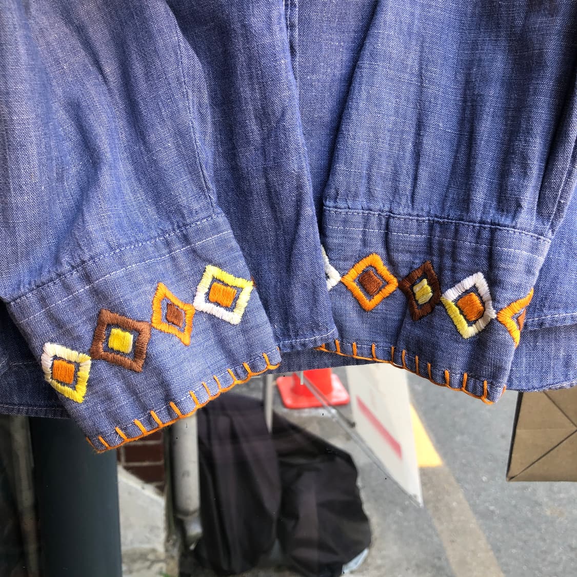 70s/80s vintage chambray shirt-L 상품이미지4