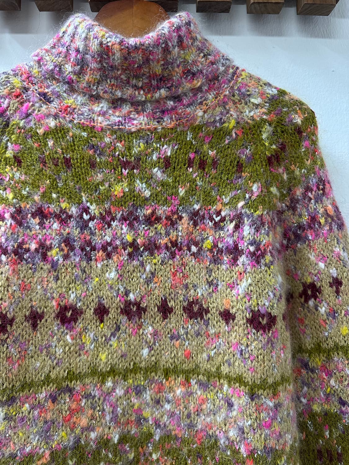 완전에이스✨일본빈티지 모헤어 믹스 멀티 컬러 니트 하이넥 스웨터 니트 상품이미지2